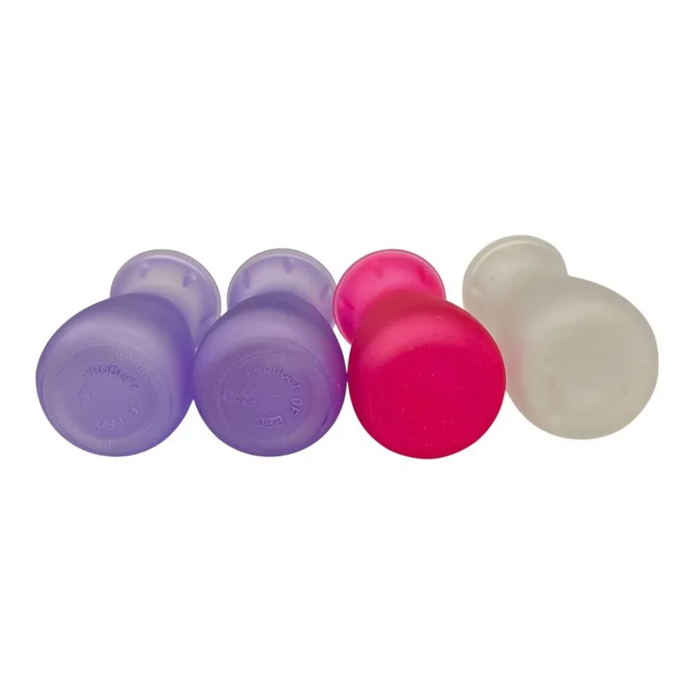 Lot 4 Mini Frosted Glass Bulb Forcing‎ Vase Crocus Purple Pink Product of ECC